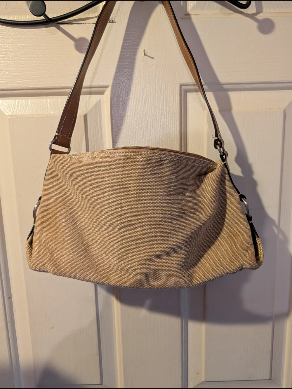 Fossil Canvas Shoulder Bag in Tan